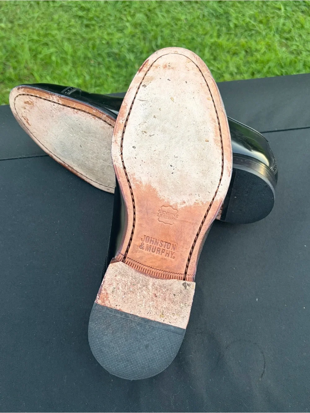 Johnston & Murphy Bradford Cap Toe Oxfords Black Polished Brush Off Leather 10D